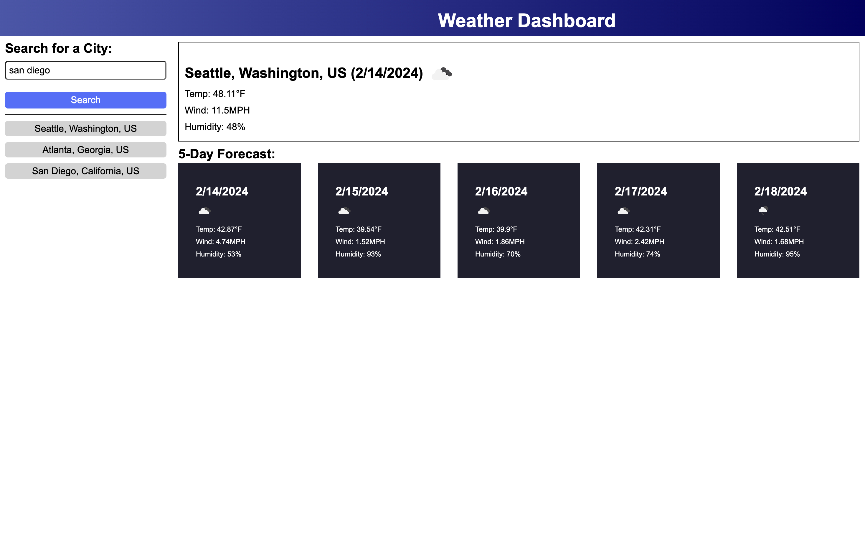 Weather Dashboard